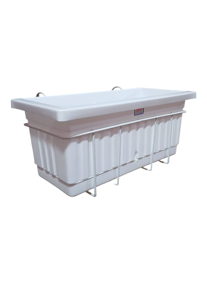 Rectangular Planter Pot Set with Built-in Drainage Dish 20x40cm 3 Pieces with 3 Metal Stand for Hanging Balcony -white - Image 4